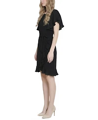 Ny Collection Women's Short-Sleeve Pleated Ruffle Dress