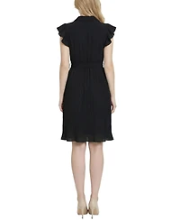 Ny Collection Women's Plisse Pleated Short-Sleeve Dress