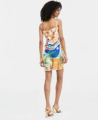 Siena Women's Printed Square-Neck Sleeveless Mini Dress