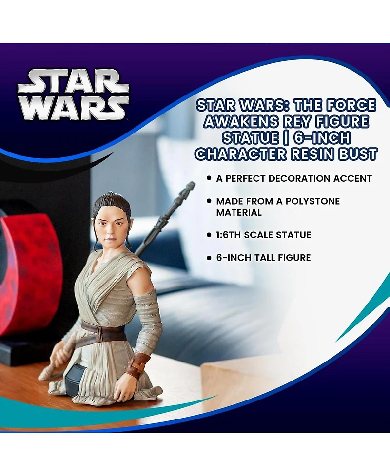 Star Wars: The Force Awakens Rey Figure Statue | 6-Inch Character Resin Bust | 1:6th Scale Action Figure Collectible Statue