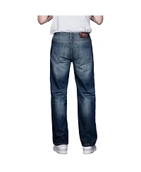 Level 7 Men's Relaxed Bootcut Basic 5-Pocket Distressed Denim Jeans