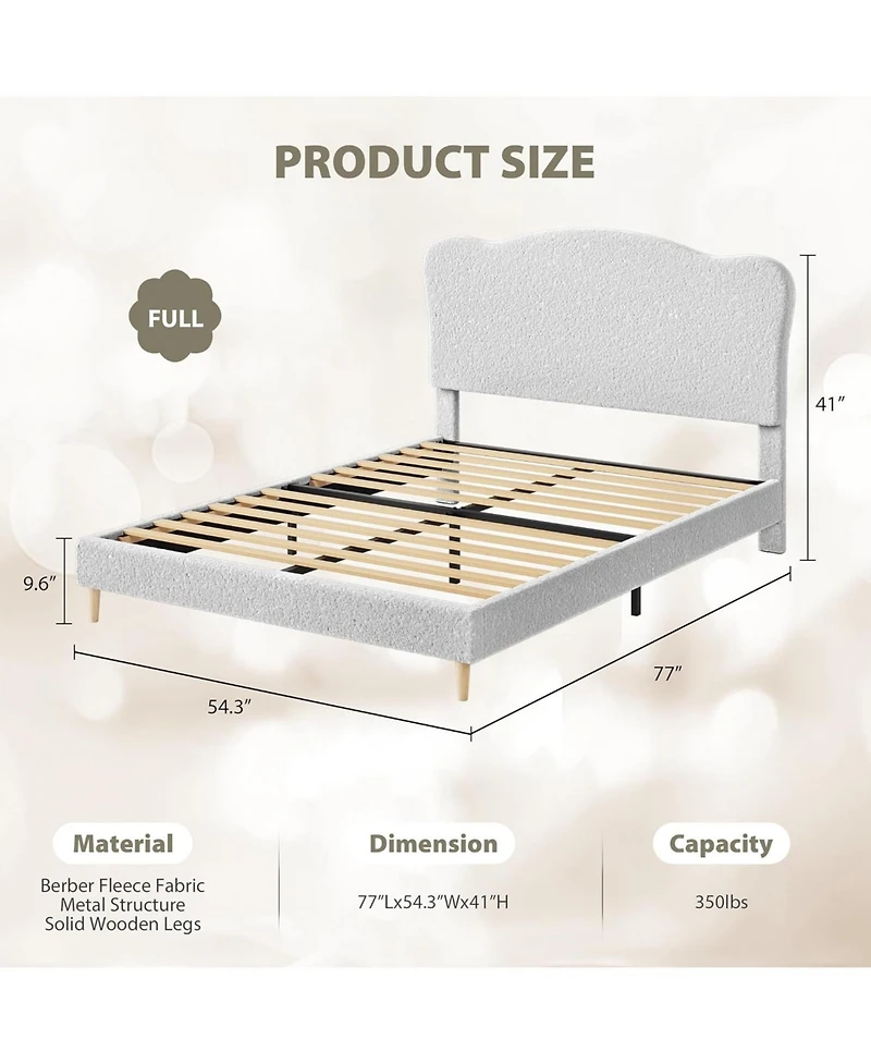 gaomon Upholstered Twin Xl Bed Frame for Kids with Scallop Headboard, Cute Velvet Girls, Boys, Sturdy Platform Bed, No Box Spring