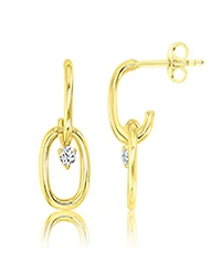 Macy's Cubic Zirconia Link Dangling Earrings in 14k Yellow Gold Over Sterling Silver