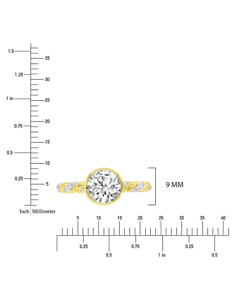 Macy's Cubic Zirconia Bezel Twisted Ring in 14k Yellow Gold Over Sterling Silver