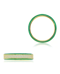 Macy's Cubic Zirconia Eternity Ring 14k Yellow Gold Over Sterling Silver