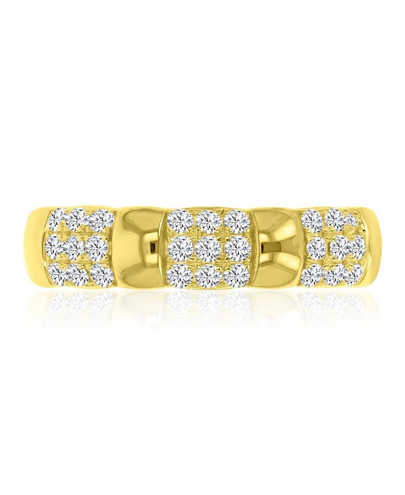 Macy's Cubic Zirconia Half Pave Ring in 14k Yellow Gold Over Sterling Silver