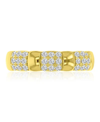 Macy's Cubic Zirconia Half Pave Ring 14k Yellow Gold Over Sterling Silver
