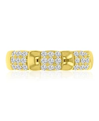 Macy's Cubic Zirconia Half Pave Ring in 14k Yellow Gold Over Sterling Silver