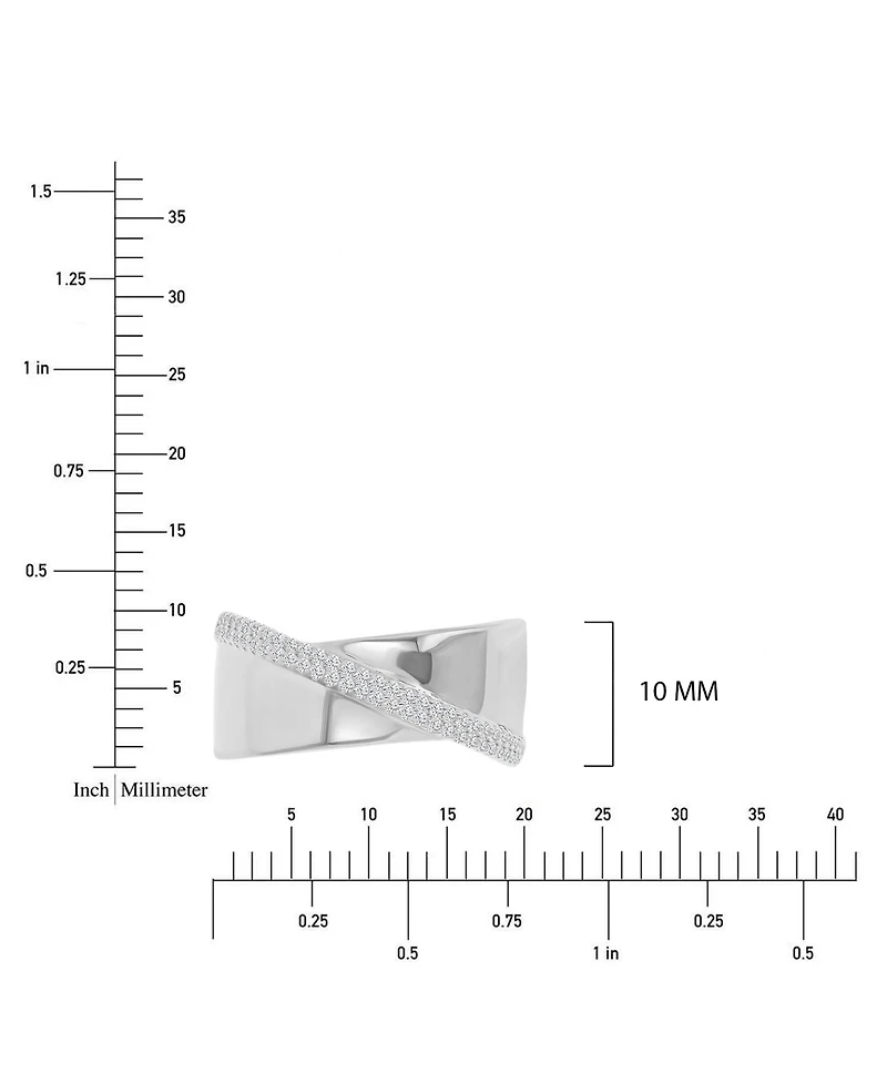 Macy's Cubic Zirconia Crossover Ring Rhodium Over Sterling Silver