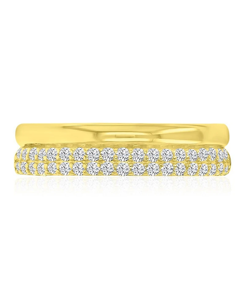 Macy's Cubic Zirconia Two-Row Ring in 14k Yellow Gold Over Sterling Silver