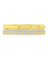 Macy's Cubic Zirconia Two-Row Ring in 14k Yellow Gold Over Sterling Silver