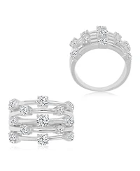 Macy's Cubic Zirconia 5-Row Ring Rhodium Over Sterling Silver