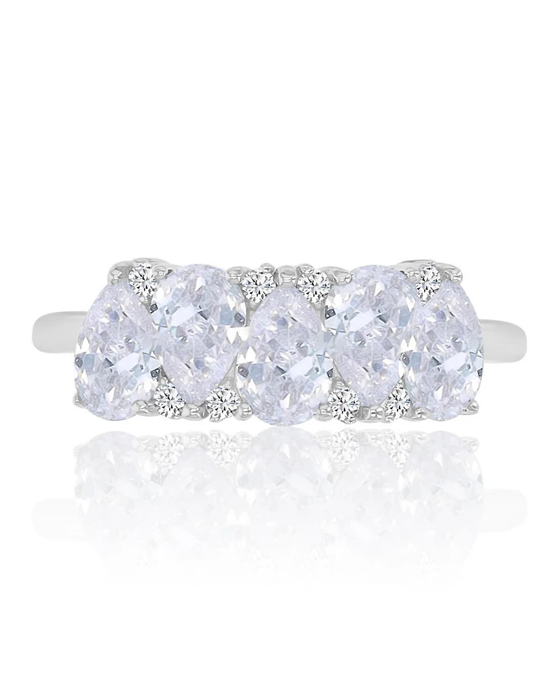 Macy's Pear-Shaped Cubic Zirconia Ring Rhodium Over Sterling Silver