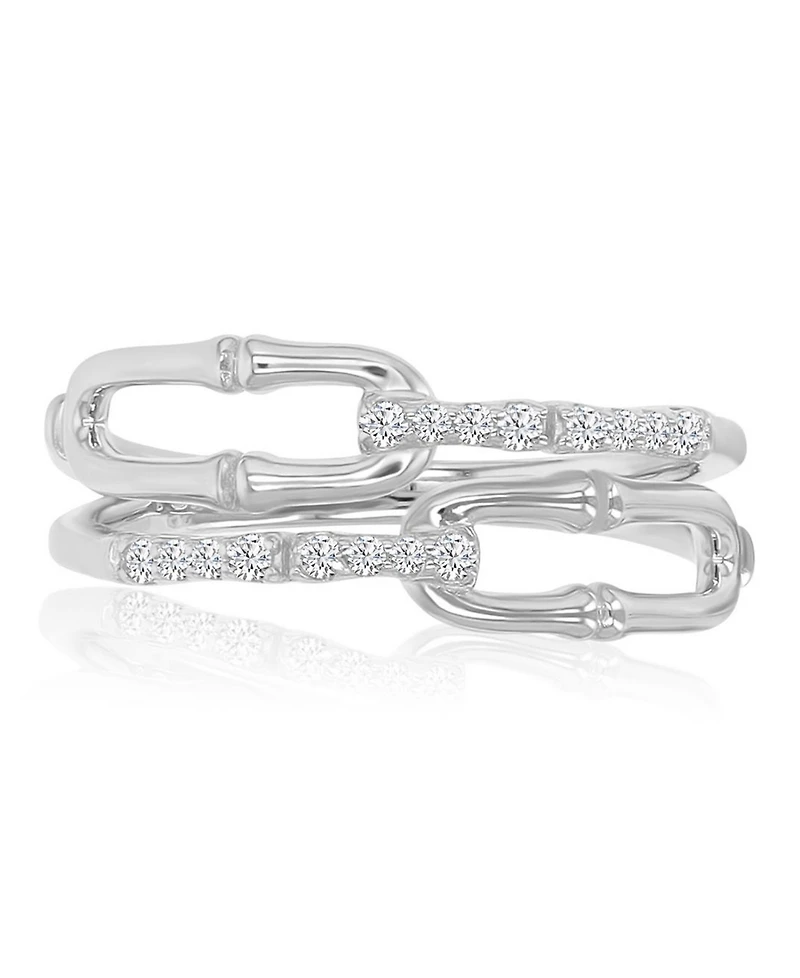 Macy's Classic Cubic Zirconia Link Ring Rhodium Over Sterling Silver