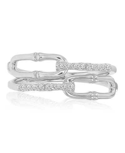 Macy's Classic Cubic Zirconia Link Ring Rhodium Over Sterling Silver