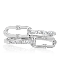 Macy's Classic Cubic Zirconia Link Ring Rhodium Over Sterling Silver