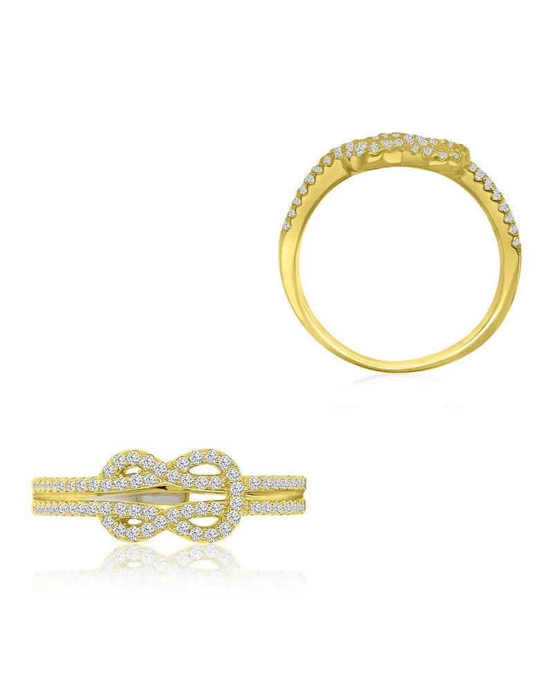 Macy's Infinity Knot Cubic Zirconia Ring in 14k Yellow Gold Over Sterling Silver