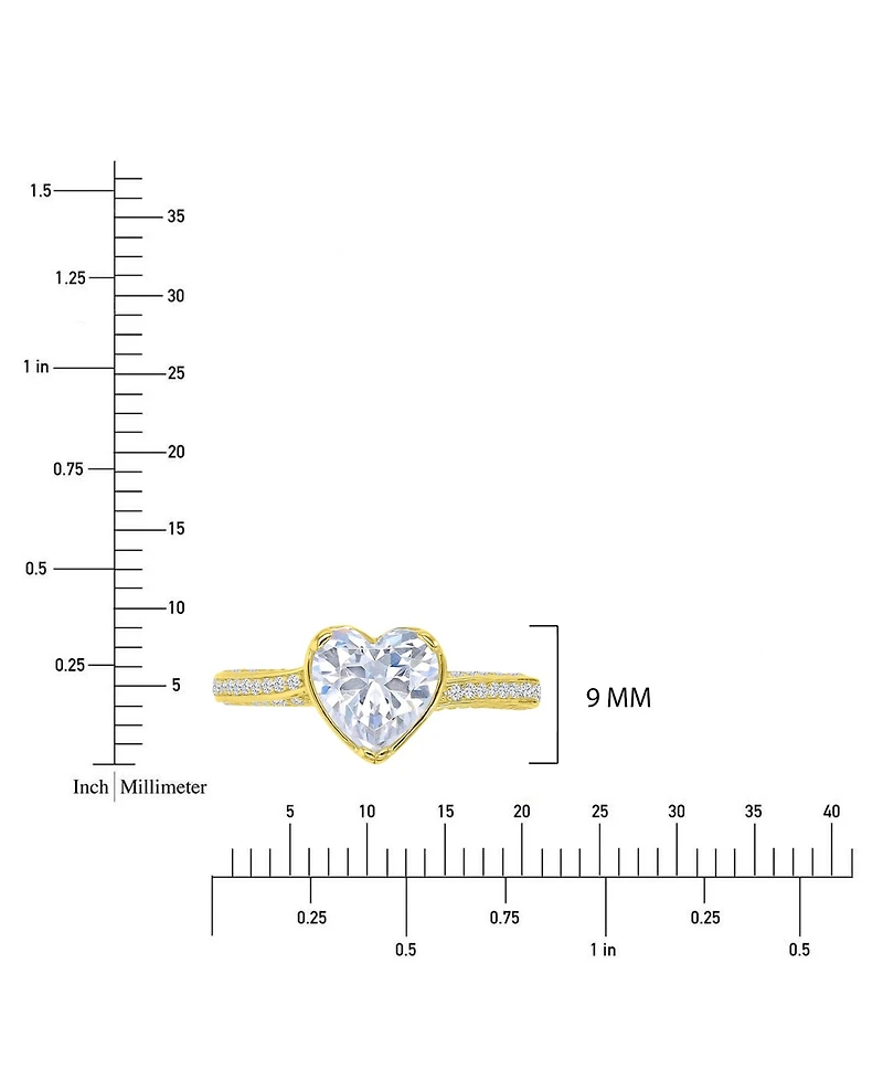 Macy's Heart-Shaped Cubic Zirconia Ring in 14k Yellow Gold Over Sterling Silver