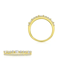 Macy's Two-Row Cubic Zirconia Ring in 14k Yellow Gold Over Sterling Silver