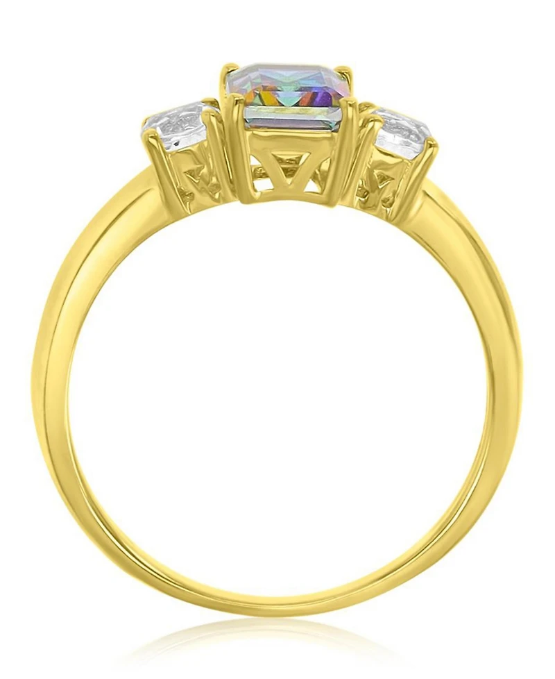 Macy's Mystic Green Quartz and White Topaz Ring 10k Yellow Gold