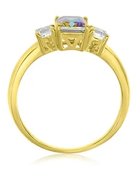Macy's Mystic Green Quartz and White Topaz Ring 10k Yellow Gold
