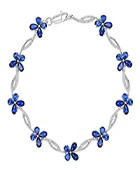 Macy's Created Blue & Ceylon Sapphire Flower Bracelet in Rhodium Over Sterling Silver