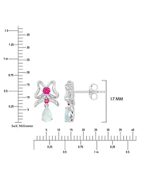 Macy's Created Opal and Ruby Dangling Earrings in Rhodium Over Sterling Silver