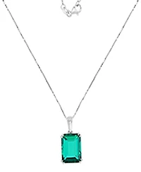 Macy's Created Emerald Solitaire Necklace in 14k White Gold