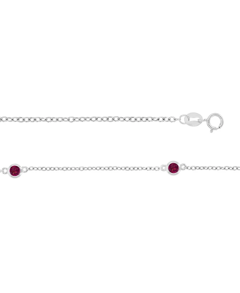 Macy's Created Ruby Station Necklace in Rhodium Over Sterling Silver