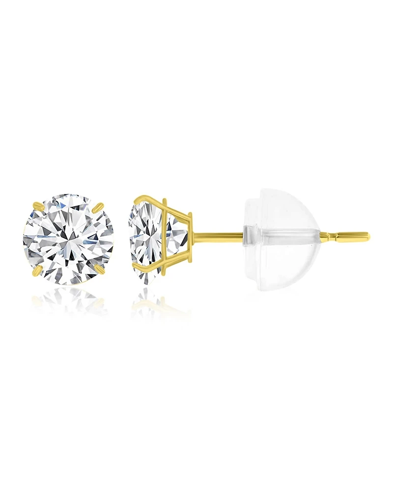 Macy's White Swarovski Zirconia Solitaire Earrings in 14k Yellow Gold