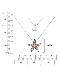 Macy's Multi-Color Starfish & Anchor Necklace in Rhodium Over Sterling Silver