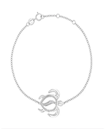 Macy's Diamond Accent Sea Turtle Bracelet in Rhodium Over Sterling Silver