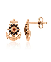 Macy's Onyx and Garnet Anchor Stud Earrings in 14k Rose Gold Over Sterling Silver