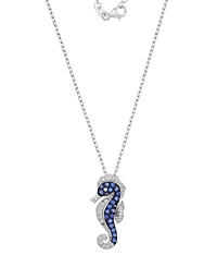 Macy's Created White Sapphire & Blue Sapphire Seahorse Necklace in Rhodium Over Sterling Silver