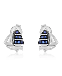Macy's Created Blue Sapphire Ship Stud Earrings in Rhodium Over Sterling Silver