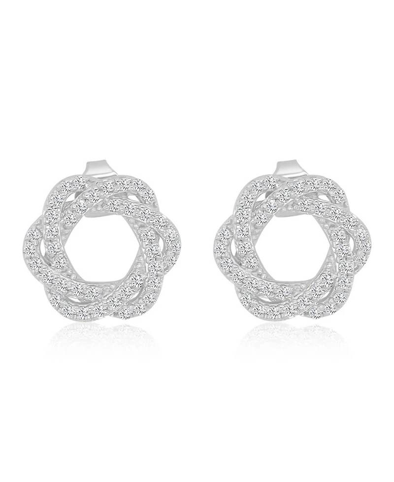 Macy's Created White Sapphire Invert Open Circle Stud Earrings in Rhodium Over Sterling Silver