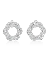 Macy's Created White Sapphire Invert Open Circle Stud Earrings in Rhodium Over Sterling Silver