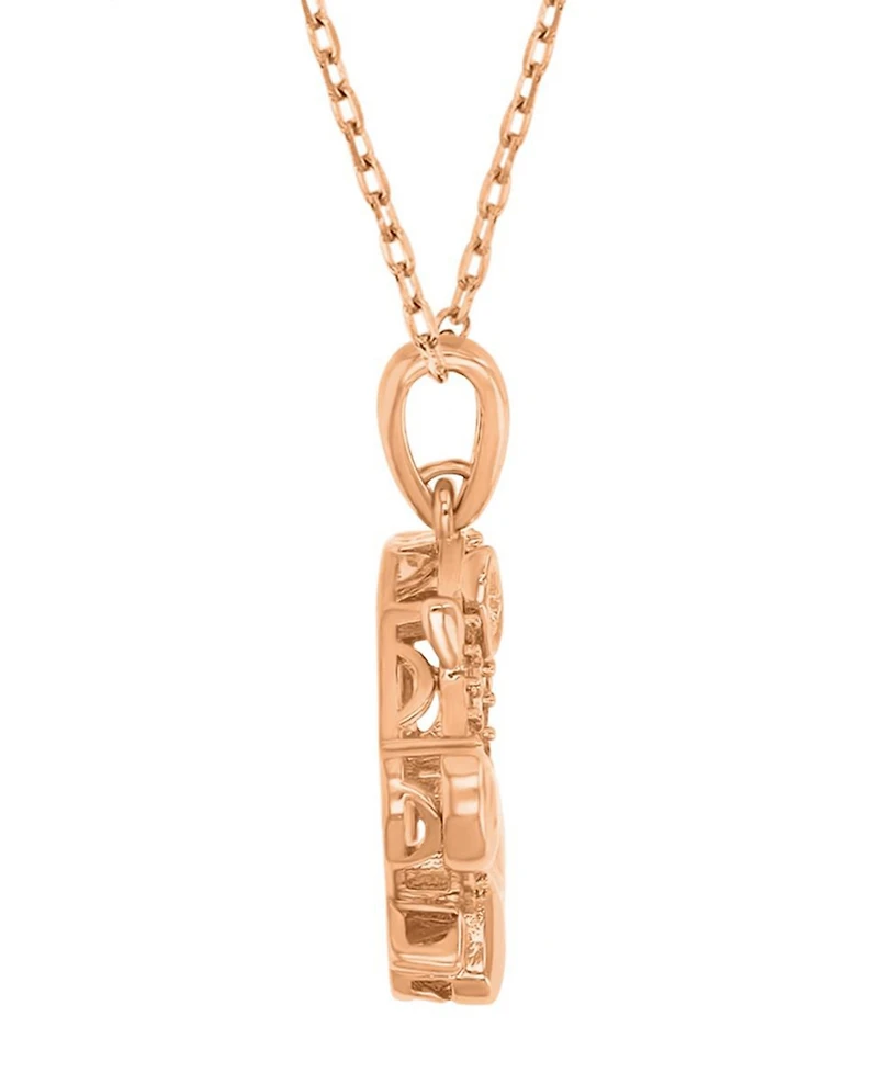 Macy's Created White Sapphire Mom and Baby Pigs Necklace in 14k Rose Gold Over Sterling Silver