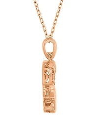 Macy's Created White Sapphire Mom and Baby Pigs Necklace in 14k Rose Gold Over Sterling Silver