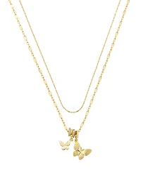 Unwritten Cubic Zirconia Butterfly Charm Layered Necklace Set