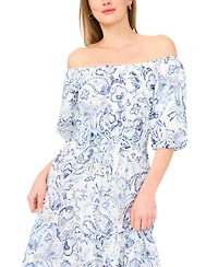Vince Camuto Women's Printed Tiered Ruffle Midi Dress