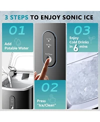 Euhomy 34-lb Ice Per day Countertop or portable Nugget/Pebble Ice Maker with Handle ( Black