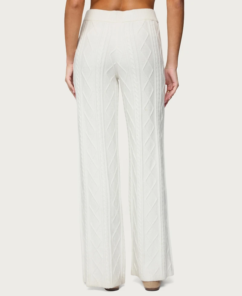 Edikted Women's Louise Straight Leg Cable Knit Pants