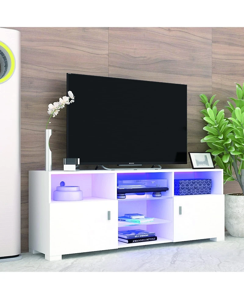 gaomon Floating Tv Stand with Led Light, Wall Mounted Entertainment Center for Televisions up to 60", Led Tv Stand with 2 Cabinet