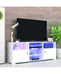 gaomon Floating Tv Stand with Led Light, Wall Mounted Entertainment Center for Televisions up to 60", Led Tv Stand with 2 Cabinet