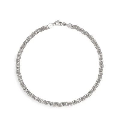 Curata Jewelry Solid 14k 10-inch 4mm Braided Foxtail Anklet