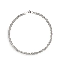 Curata Jewelry Solid 14k 10-inch 4mm Braided Foxtail Anklet
