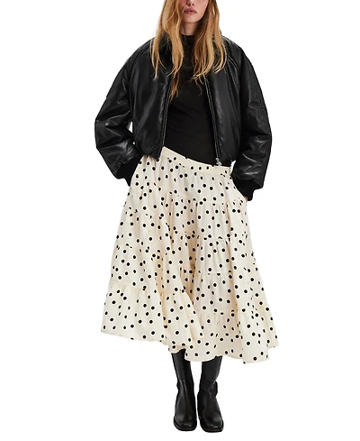 Free People Women's Full Swing Printed Tiered Midi Skirt