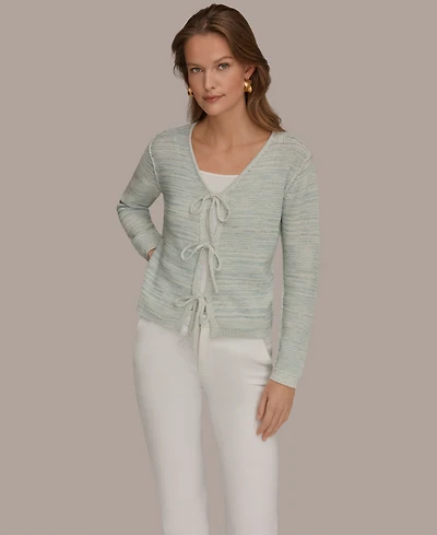 Donna Karan Weekend Women's V-Neck Tie-Front Cardigan