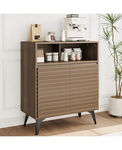 gaomon Fluted Storage Cabinet, Sideboard Buffet Cabinet with & Adjustable Shelves for Living Room, Kitchen, Entryway